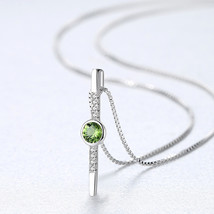 Peridot Pendant S925 Silver Necklace Box Chain Wind Simple Necklace Wish - $14.00