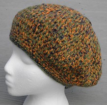 Gorgeous Orange/Green/Blue Larger Size Crocheted Beret - Handmade by Michaela - $35.00