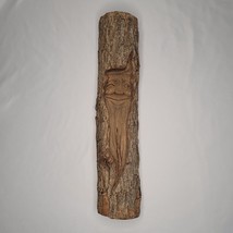 Vintage Carved Wooden Log Beared Old Man Winking &amp; Smiling Signed D. Maberry 15&quot; - £19.73 GBP