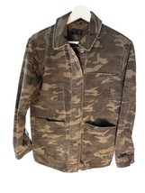 Topshop Green Jacket Camouflage Print Collared Pockets 100% Cotton 4 - $44.52