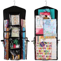 Double-Sided Hanging Gift Bag And Gift Wrap Organizer (Black) - £40.64 GBP