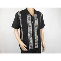 Men Silversilk 2pc walking leisure Matching Suit Italian woven knits 51011 Black image 4