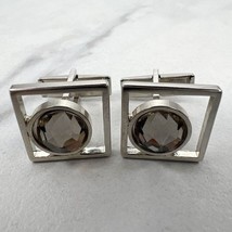 Judy Lee Signed Vintage Square Rhinestone Silver Tone Cufflinks - £10.25 GBP