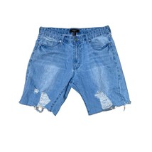Forever 21 Men’s Blue Denim Cut Off Distressed Jean Shorts Size 34 - £18.92 GBP