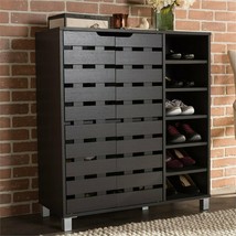 18 pair shoe cabinet expresso tall storage entryway table organizer shoe... - $242.54
