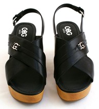 GBG Guess Black Open Toe Wedge Sandals Shoes Women&#39;s NEW - $49.99