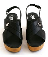 GBG Guess Black Open Toe Wedge Sandals Shoes Women&#39;s NEW - £39.31 GBP