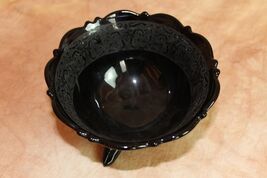 VTG L.E. Smith Black 3 Footed Etched Candy Dish Bowl Free Shipping! DH2993 - $22.53 CAD