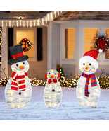 Christmas Decoration 55 L Lighted Snowman Family Outdoor, 3-Piece Waterp... - $85.69 CAD