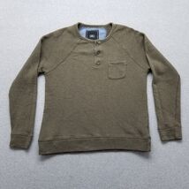 Obey Sweater Mens Small Beige Pullover Button Up Crew Neck Pocket Casual - $341.38 MXN