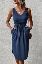 Perfee V-Neck Curved Hem Sleeveless Dress - $32.33