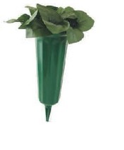 Green Perma-Plastic Vase with Spike, Foliage and Foam Stabilizer - $18.79