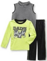 Boys Pants Shirt Vest 3 Pc Sports Athletic Green Black Dads MVP Winter- 24 mths - £13.56 GBP