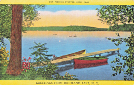 Highland Lake New York Ny~Our Fishing Started HERE~1956 Postcard - £7.31 GBP