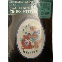 Counted Cross Stitch Kit Bearing Together Oval 1987 Vintage Never Opened - £11.07 GBP