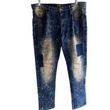 Southpole Mens Blue Splatter Patchwork Jeans 36x32 Hip Hop Grunge Street... - $385.66 MXN