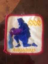 VTG Square Patch AQUARIUS Multicolor Thread Astrology Gift 3&#39;&#39; x 3&#39;&#39; - £27.63 GBP