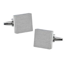 Brushed Metal Cufflinks Classic Design Square Silver Color New W Gift Bag - £10.35 GBP