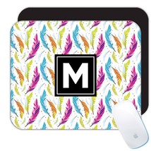 Colorful Feathers : Gift Mousepad Seamless Pattern Mystic Rainbow Esoteric Plume - £10.29 GBP+