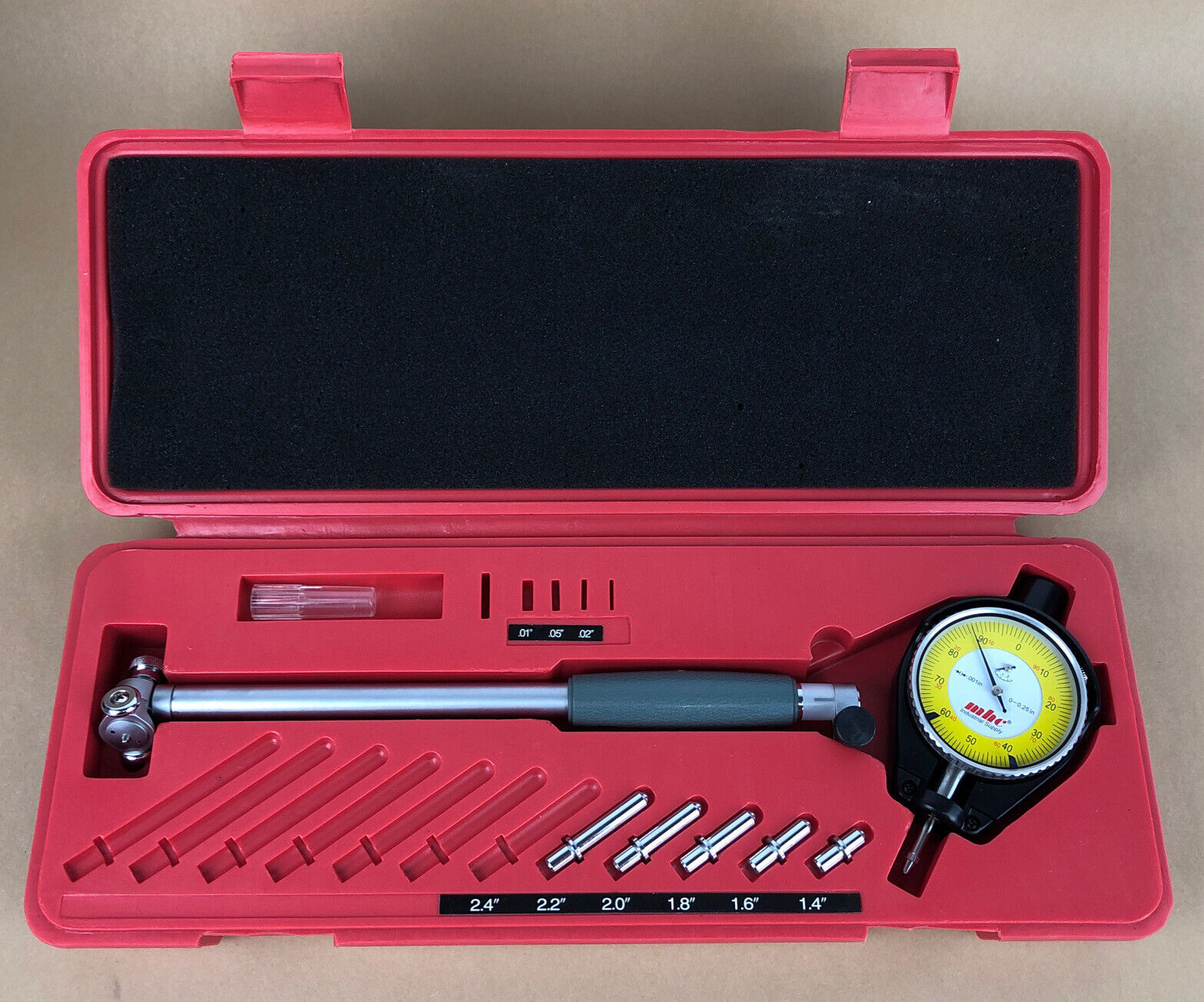 Vintage MSC Industrial Supply DIAL BORE GAGE SET 1.4&quot; - 2.2&quot; LOOK Mint C... - $89.99