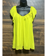 Worthington Tank Top Set 2X Shirt Lime Green Sleeveless Ruffle Design Front - $18.17 CAD