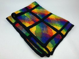 Knit Multi-Color Tie dye Woven Heavy Throw Blanket afghan 43&quot;x32&quot; - £27.78 GBP
