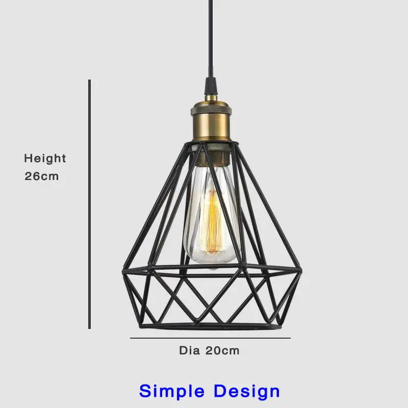  Industrial Chandelier Russian Attic Cage -shaped Hemp Rope Dining Room Living K - £132.57 GBP
