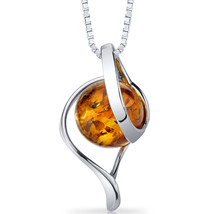 Sterling Silver Amber Open Spiral Necklace - £68.51 GBP