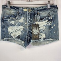 Spj Womens Ripped Jean Shorts Size Large Painted Denim Cutoffs - £17.04 GBP