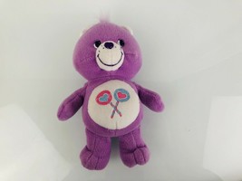 Care Bears Share Bear Plush 8&quot; Purple 2002 Play Along Beanbag Heart Loll... - £15.51 GBP