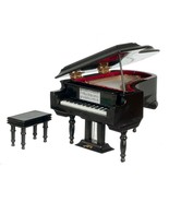 Dollhouse Miniature - Black Grand Piano &amp; Bench Stool  - 1:12 Scale - $44.99