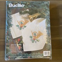 Bucilla Stamped Cross Stitch Kit Angels of Christmas Set of 8 Napkins 83322  NIB - $10.00