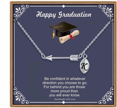 Graduation Gifts for Her 2024, 14K White Gold/Rose Gold Plated Graduation Arrow - £22.93 GBP
