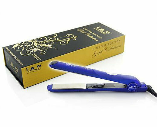 ISO Beauty Gold Collection Metallic Blue Digital Titanium Hair Straightener Iron - $78.00