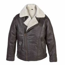 Men’s Black Shearling Sheepskin Flying Jacket,Men Black Shearling leather jacket - £104.55 GBP