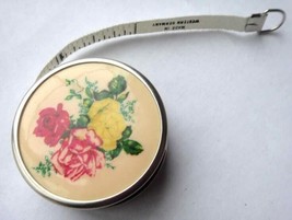 Antique Floral Roses Mini Tape Measure Sewing Chic West Germany Shabby - £52.77 GBP