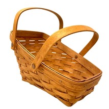 Vintage Longaberger Slanted Basket Vegetable Fruit Double Handle Signed TEM 1993 - £39.51 GBP