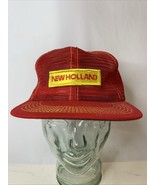 Vintage New Holland Snapback Hat Red Headwear USA Patch Logo Full Mesh T... - $25.80 CAD