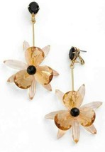 Kate Spade Blooming Brilliant Statement Earrings Yellow Gold Lucite Retro Orchid - $88.21