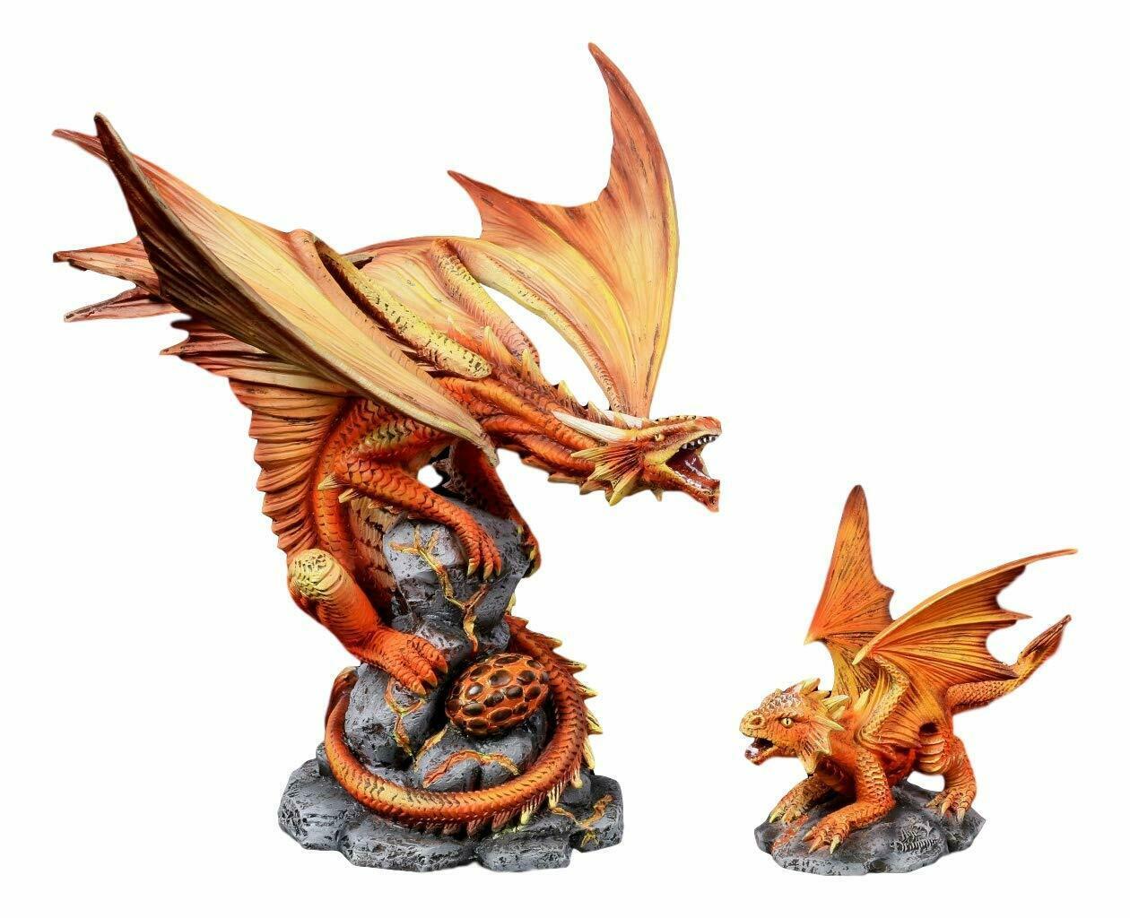Roaring Phoenix Fire Element Dragon Baby Wyrmling and Mother Statue Anne Stokes
