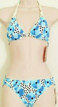 Juicy Couture 2PC Triangle Bikini Floral Rope Swimsuit Blue White Sz Snwt! - £45.41 GBP