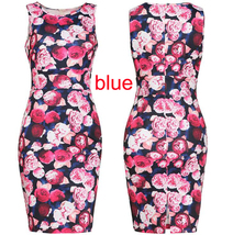 Sexy sleeveless wrap dress floral printed sheath dress with zipper - £14.81 GBP