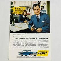 Vintage 1957 Hertz Rent A Car Print Ad 57 Chevy Lowell Thomas High Adven... - $6.62