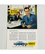 Vintage 1957 Hertz Rent A Car Print Ad 57 Chevy Lowell Thomas High Adven... - $6.62