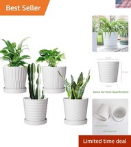 Elegant 6-Inch Succulent Pots with Saucer - Durable Ceramic Planters, 4 ... - $51.00