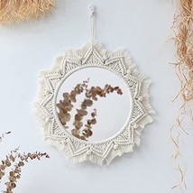 Handmade Macrame Fringe Mirror - Boho Decorative Acrylic Mirror for Home or Nurs - £22.59 GBP