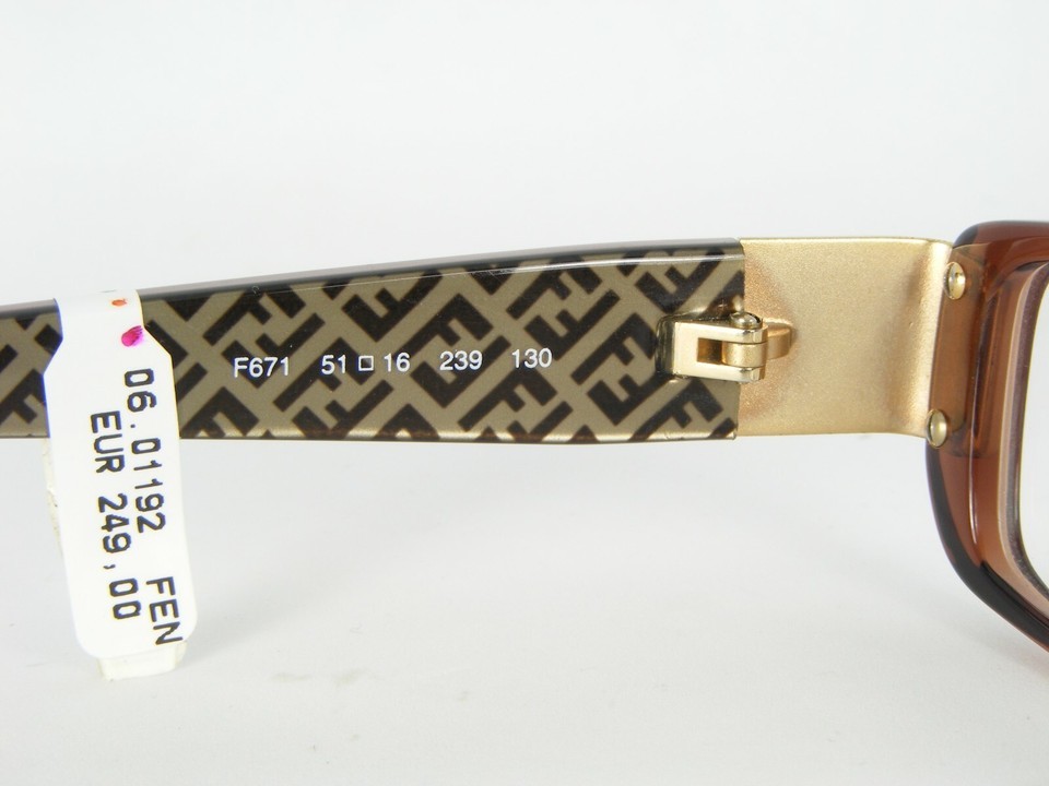 NEW FENDI F671 239 BROWN TRANSPARENT EYEGLASSES GLASSES FRAME 51-16-130mm Italy Item image 9