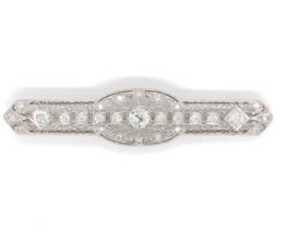 Filigree Deco Platinum Three Carat TW Genuine Natural Diamond Pin GIA (#... - $7,400.25