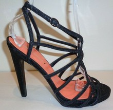 Via Spiga Size 8.5 M PROMISE Black Glitter Heels Sandals New Womens Shoes - £109.65 GBP