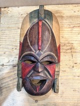 African Wood Tribal Mask Ethnic Folk Art Wall Hanging Made in Kenya - $44.99